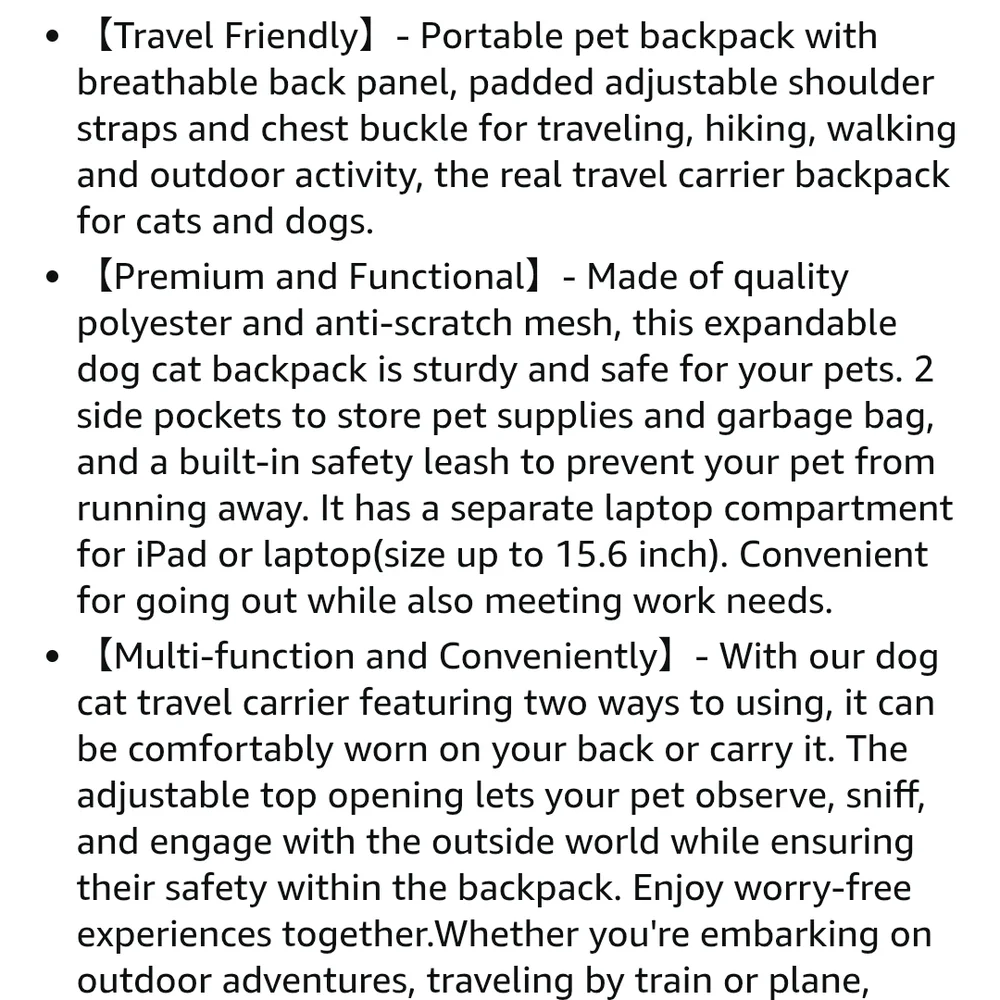 Men's Stylish Gray Backpack with Pet Carrier